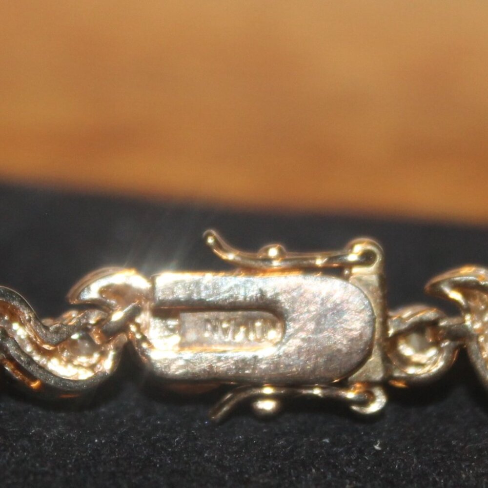 14K gold Over 925 Sterling San Marco w Sparkling CZ's Stones Bracelet - Picture 3 of 7
